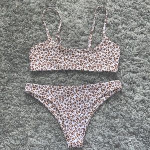 SHEIN Leopard Bikini 3 Piece Set with Coverup M